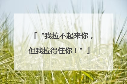 “我拉不起来你，但我拉得住你！”
