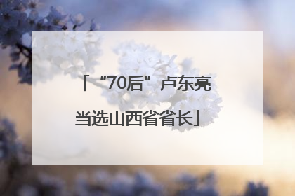 “70后”卢东亮当选山西省省长