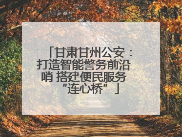 甘肃甘州公安：打造智能警务前沿哨 搭建便民服务“连心桥”