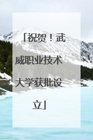 祝贺！武威职业技术大学获批设立
