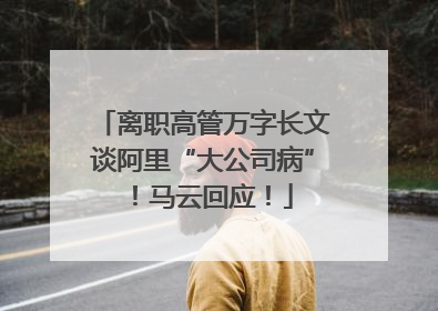 离职高管万字长文谈阿里“大公司病”！马云回应！