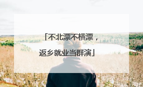 不北漂不横漂，返乡就业当群演