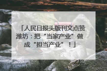 人民日报头版刊文点赞潍坊：把“当家产业”做成“担当产业”！
