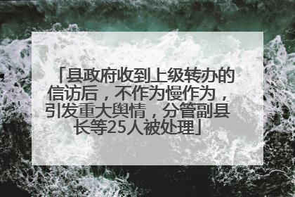 县政府收到上级转办的信访后,不作为慢作为,引发重大舆情,分管副县长等25人被处理