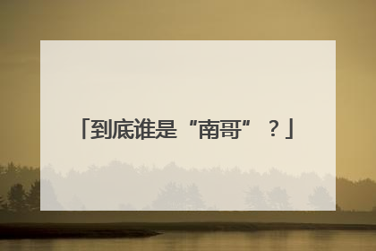 到底谁是“南哥”？