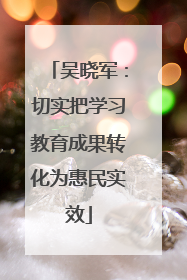 吴晓军：切实把学习教育成果转化为惠民实效
