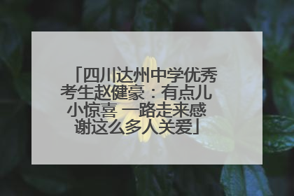 四川达州中学优秀考生赵健豪：有点儿小惊喜 一路走来感谢这么多人关爱