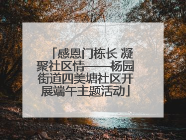 感恩门栋长 凝聚社区情——杨园街道四美塘社区开展端午主题活动