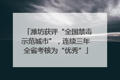 潍坊获评“全国禁毒示范城市”，连续三年全省考核为“优秀”
