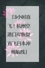 3小时直飞！杭州空港口岸恢复直飞日本冲绳航线