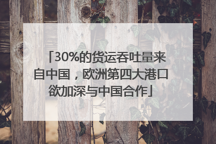 30%的货运吞吐量来自中国，欧洲第四大港口欲加深与中国合作