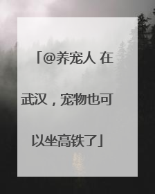 @养宠人 在武汉，宠物也可以坐高铁了