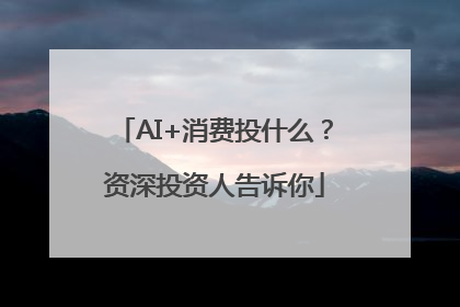 AI+消费投什么？资深投资人告诉你